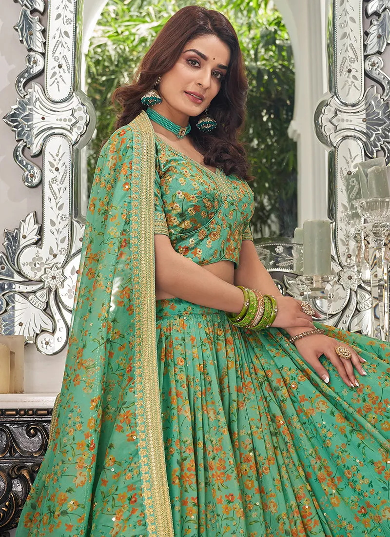Light Green Embroidery Wedding Lehenga Choli