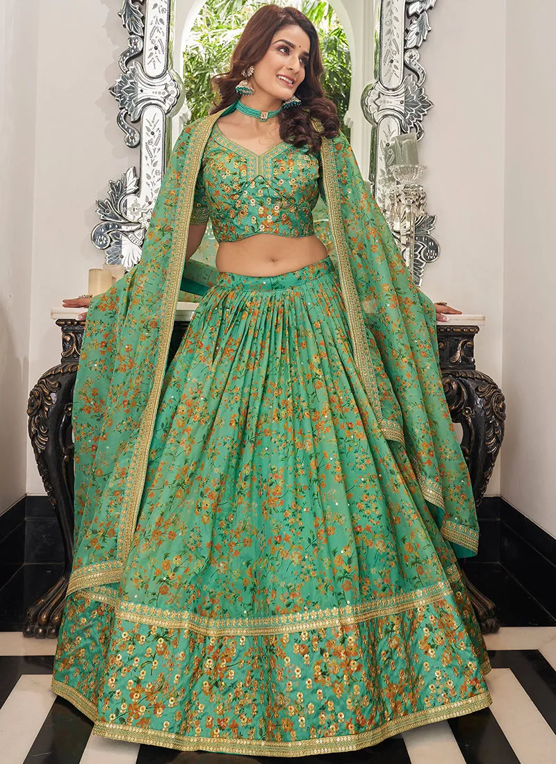 Light Green Embroidery Wedding Lehenga Choli