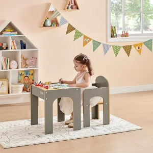 Little Helper Wooden Toddler Table and Chair for Arts, Crafts & Mealtimes | Grey/Natural