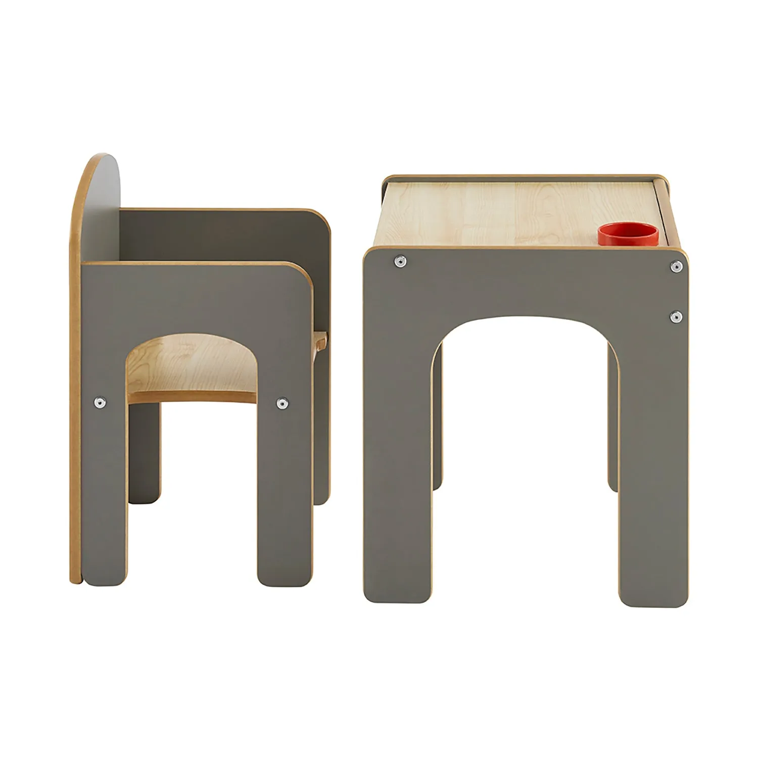 Little Helper Wooden Toddler Table and Chair for Arts, Crafts & Mealtimes | Grey/Natural