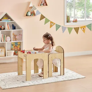 Little Helper Wooden Toddler Table and Chair for Arts, Crafts & Mealtimes | Natural Finish