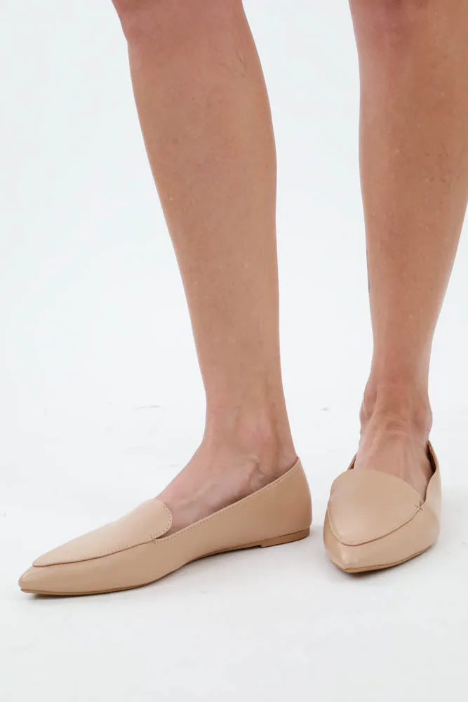 Loafer Pointy Toe Ballerina Flats -Off White