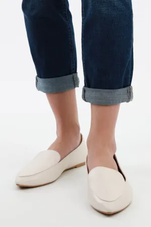 Loafer Pointy Toe Ballerina Flats -Off White