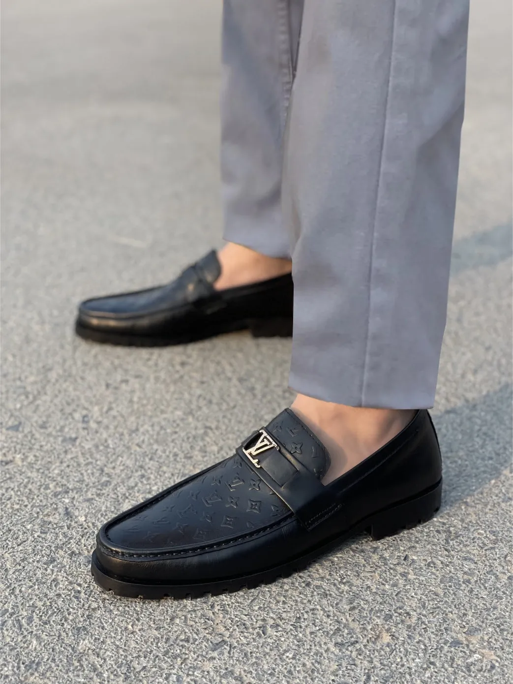 LS Pure Leather Handmade Textured Chunky Loafers LS-860