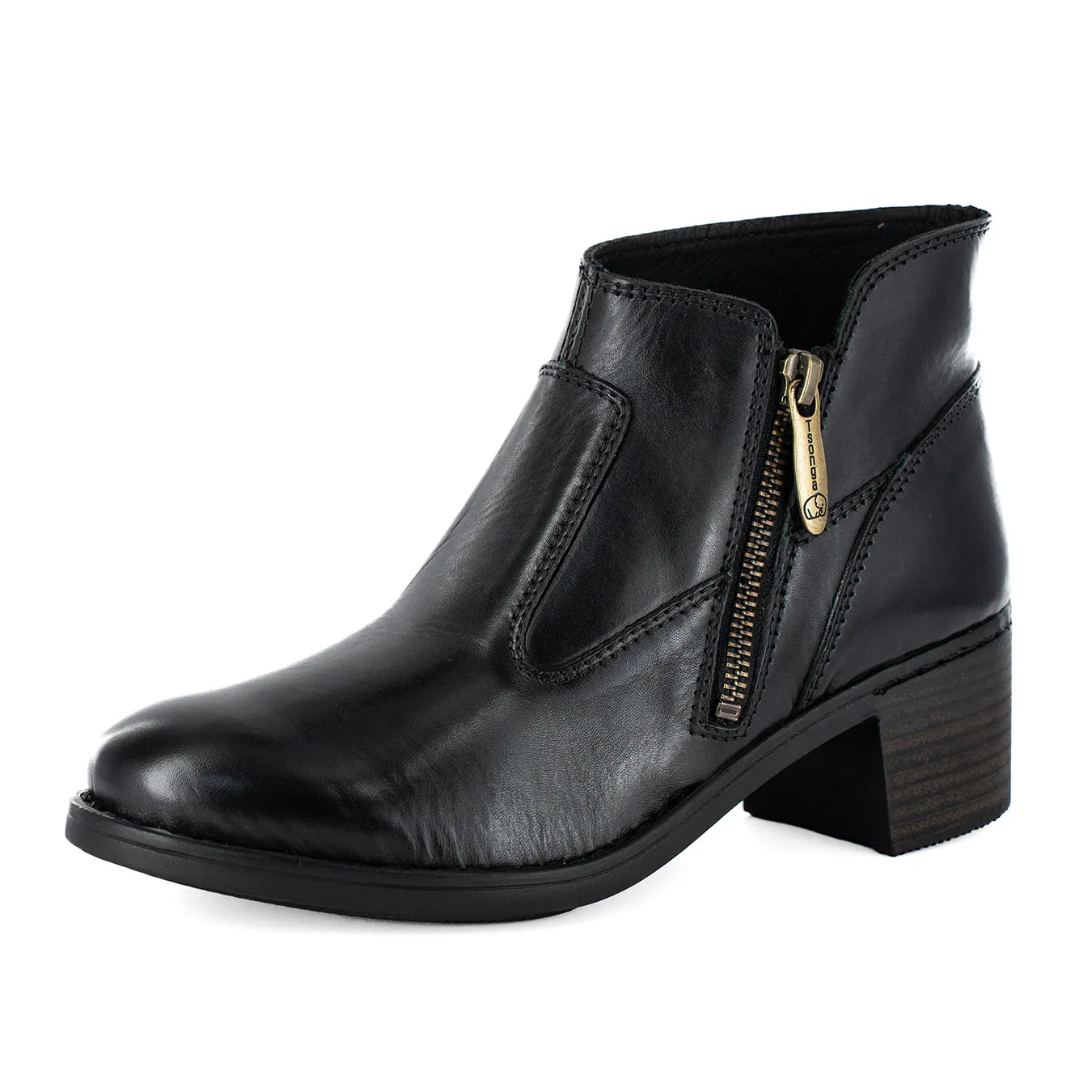 Majola : Ladies Leather Ankle Boot in Black Relaxa