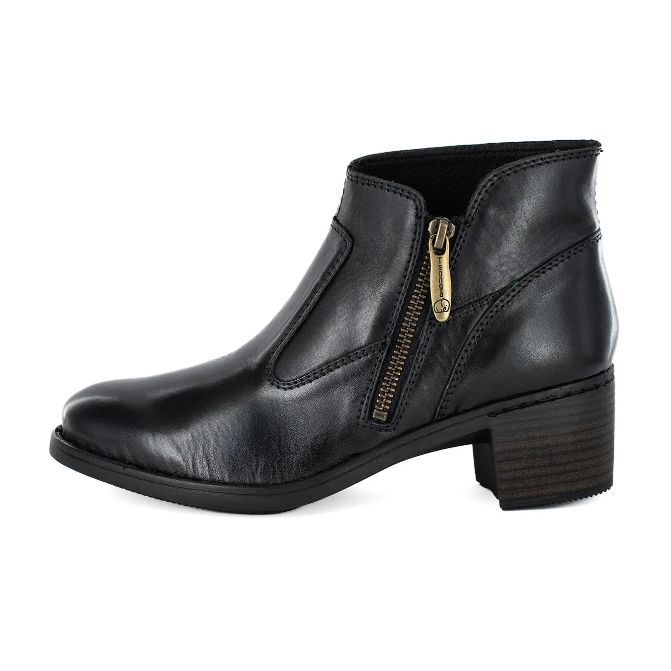 Majola : Ladies Leather Ankle Boot in Black Relaxa