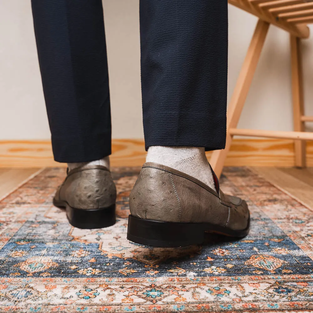 Marco Di Milano Fangio in Serpentine Grey Ostrich Penny Loafers