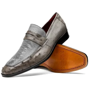 Marco Di Milano Fangio in Serpentine Grey Ostrich Penny Loafers