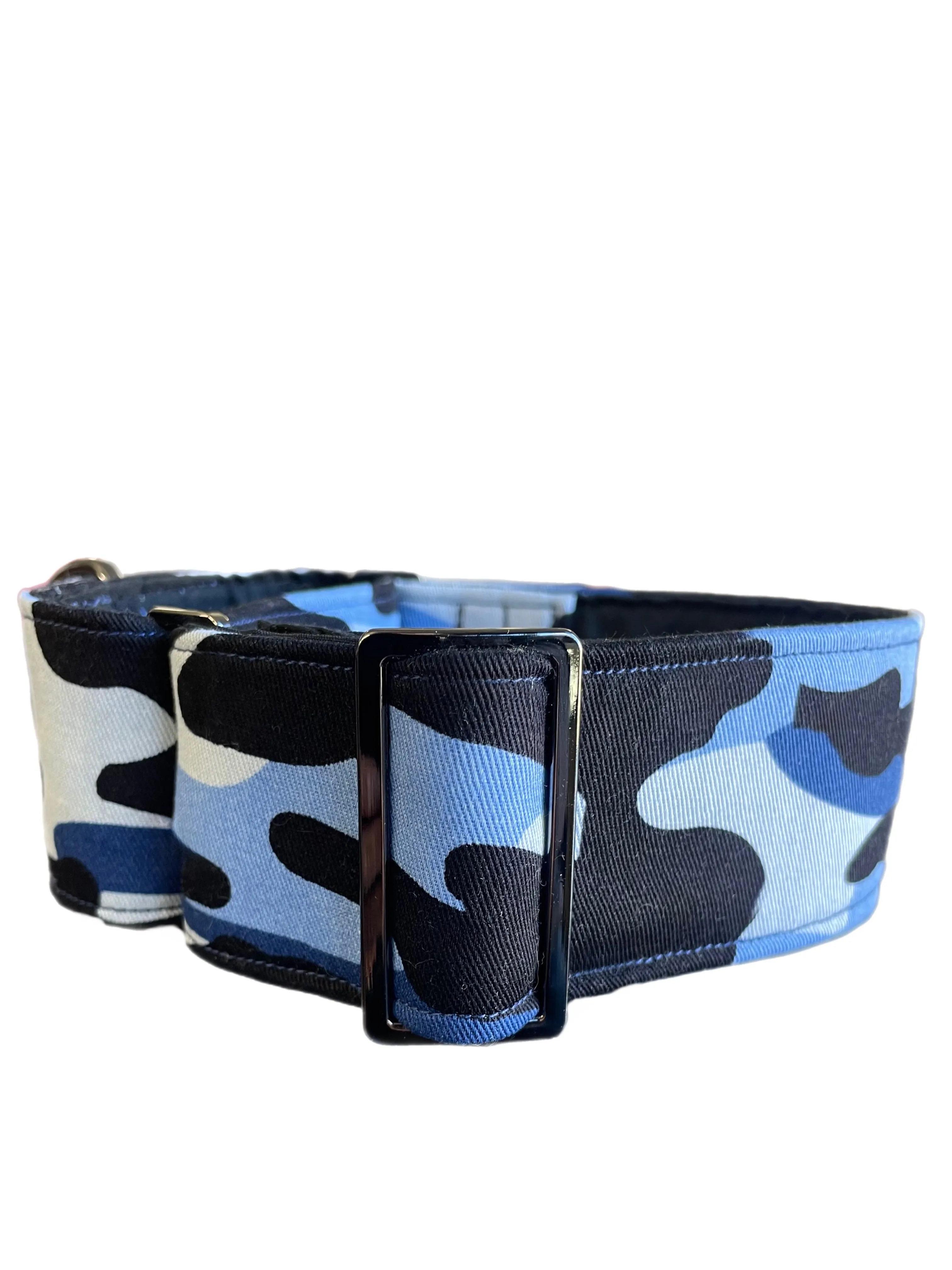 Martingale collar greyhound collar navy blue Cammo design cotton fabric