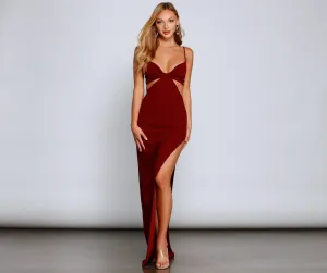 Meara Formal Stylish Cutout Crepe Dress
