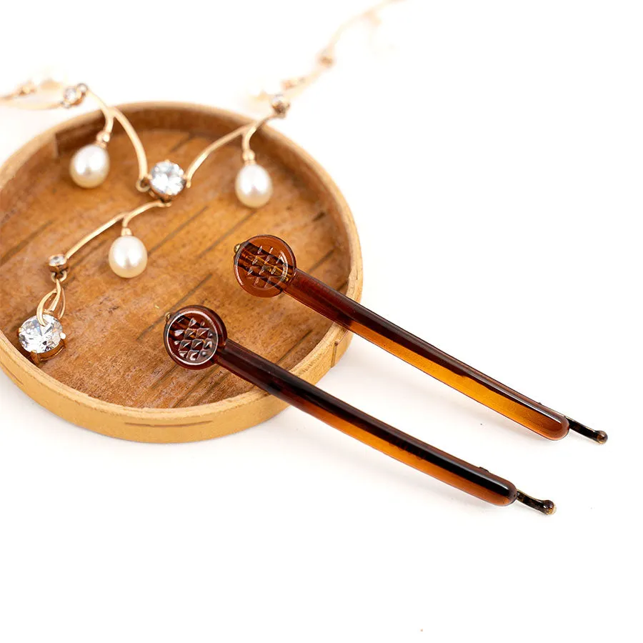 Medium Side Hair Clip Pin Button Style - Pair