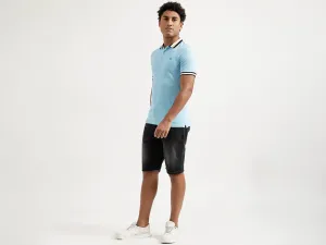 Men Blue Solid Regular Polo T Shirt