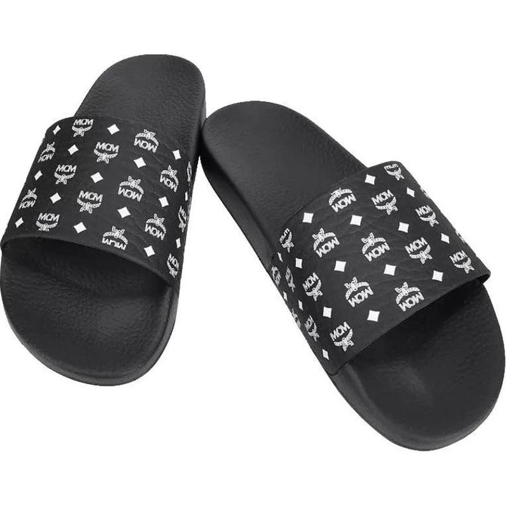 Men's MCM Visetos Rubber Mono Print Slides