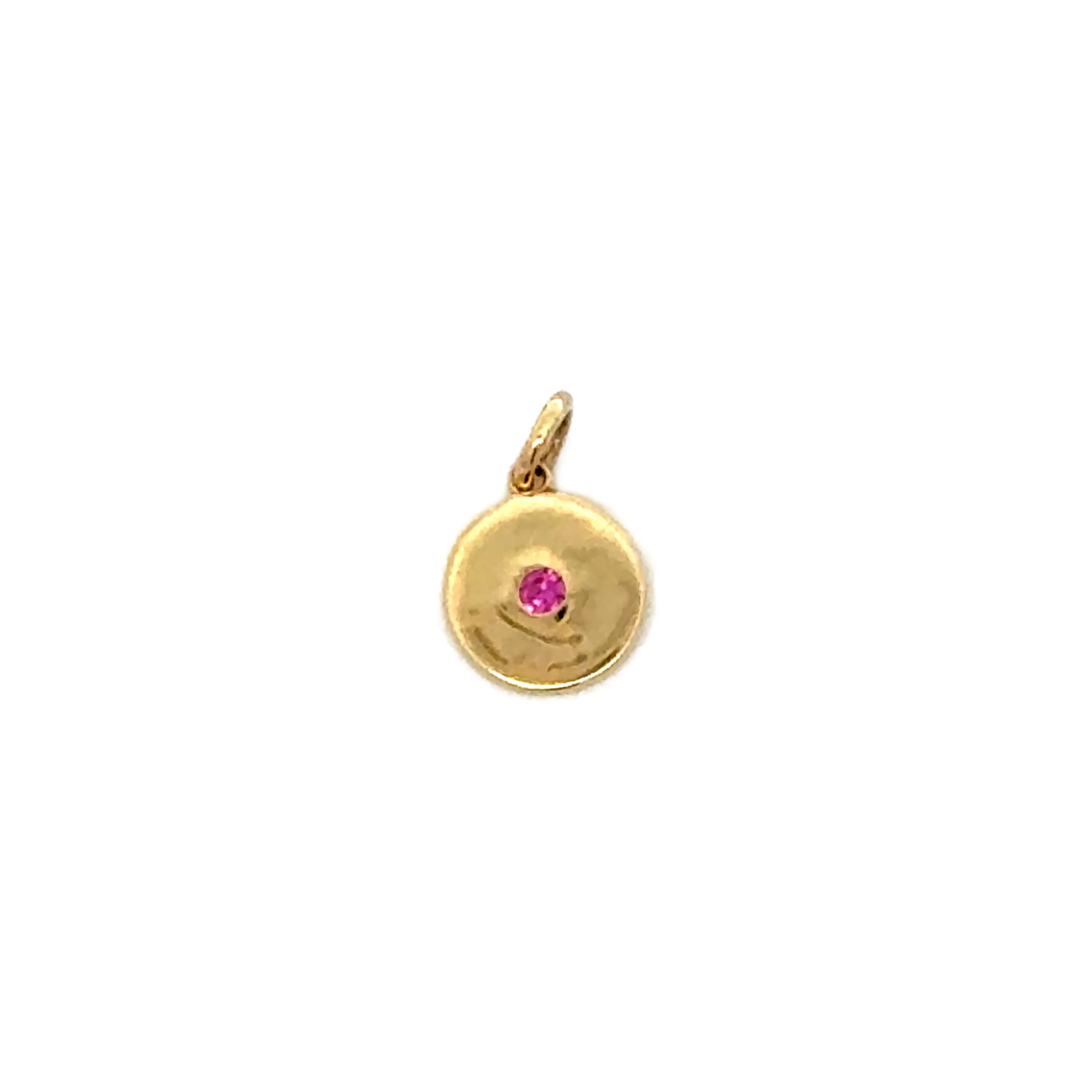 Mini Pink Sapphire Disk Charm