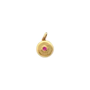 Mini Pink Sapphire Disk Charm