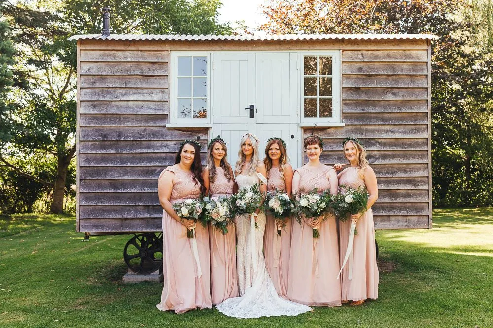 Mismatched Pink Chiffon A-line Long Cheap Bridesmaid Dresses, BDS0117