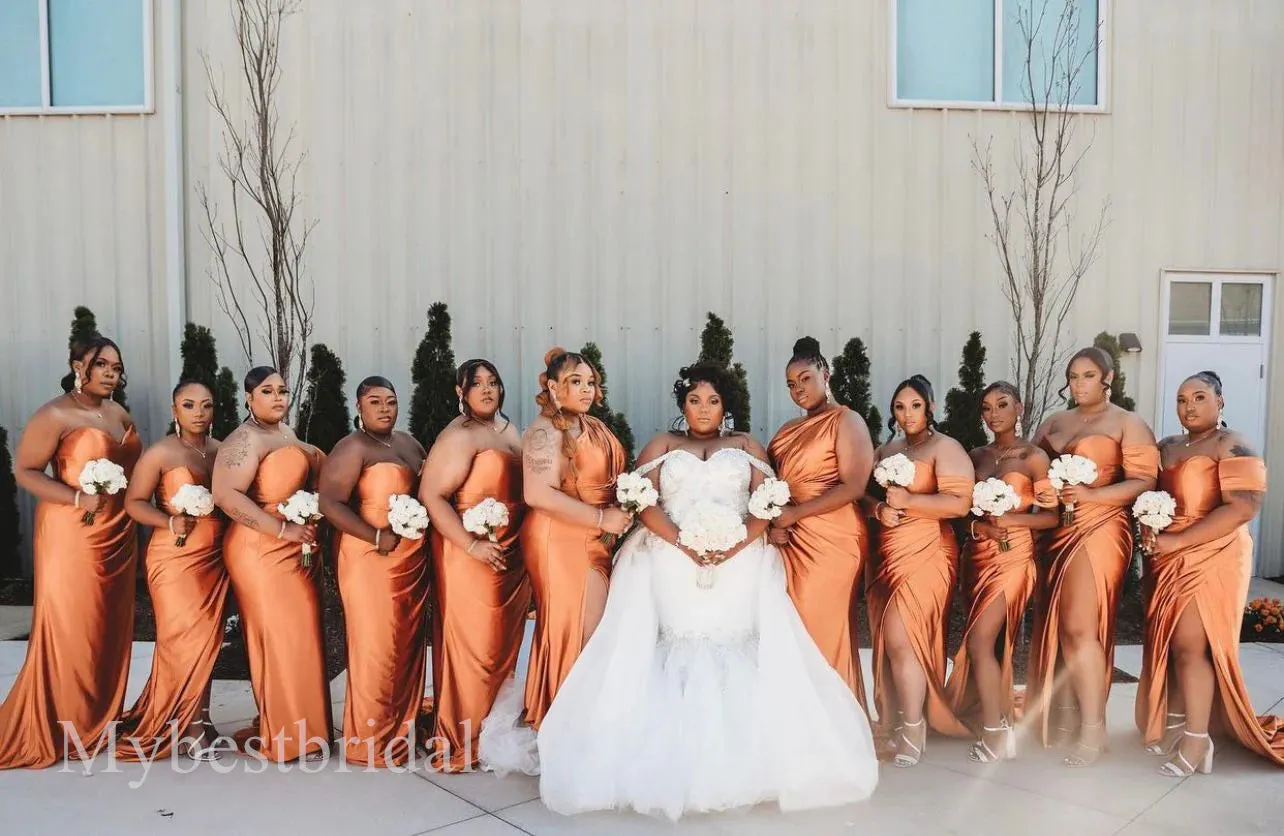 Mismatched Sexy Sweetheart Side slit Mermaid Bridesmaid Dressess, BDS0339