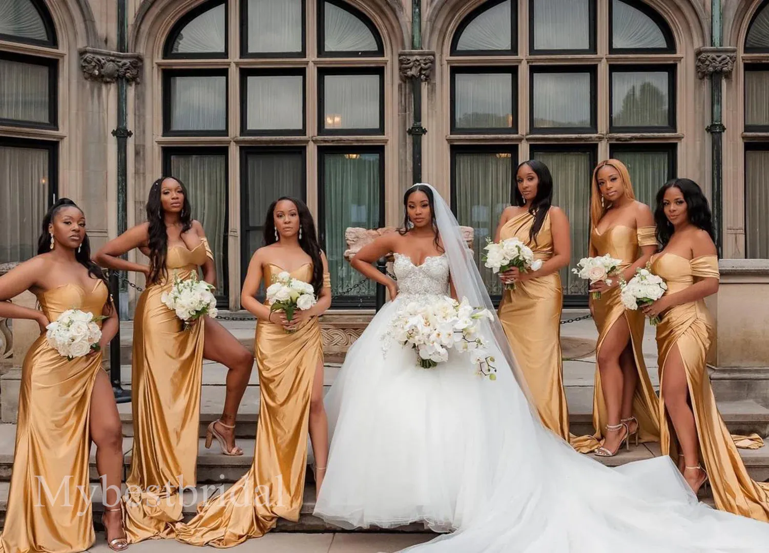 Mismatched Sexy Sweetheart Side slit Mermaid Bridesmaid Dressess, BDS0340