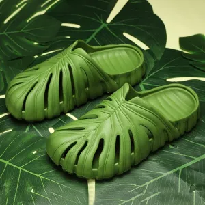 Monstera Unisex Summer Slides: Beach and Home Footwear