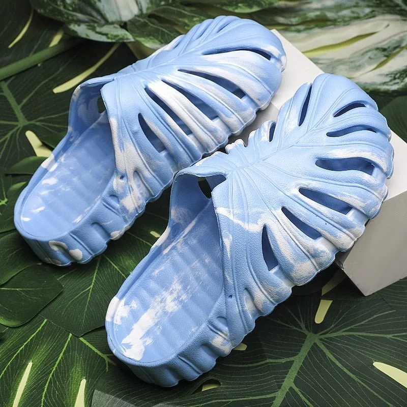 Monstera Unisex Summer Slides: Beach and Home Footwear