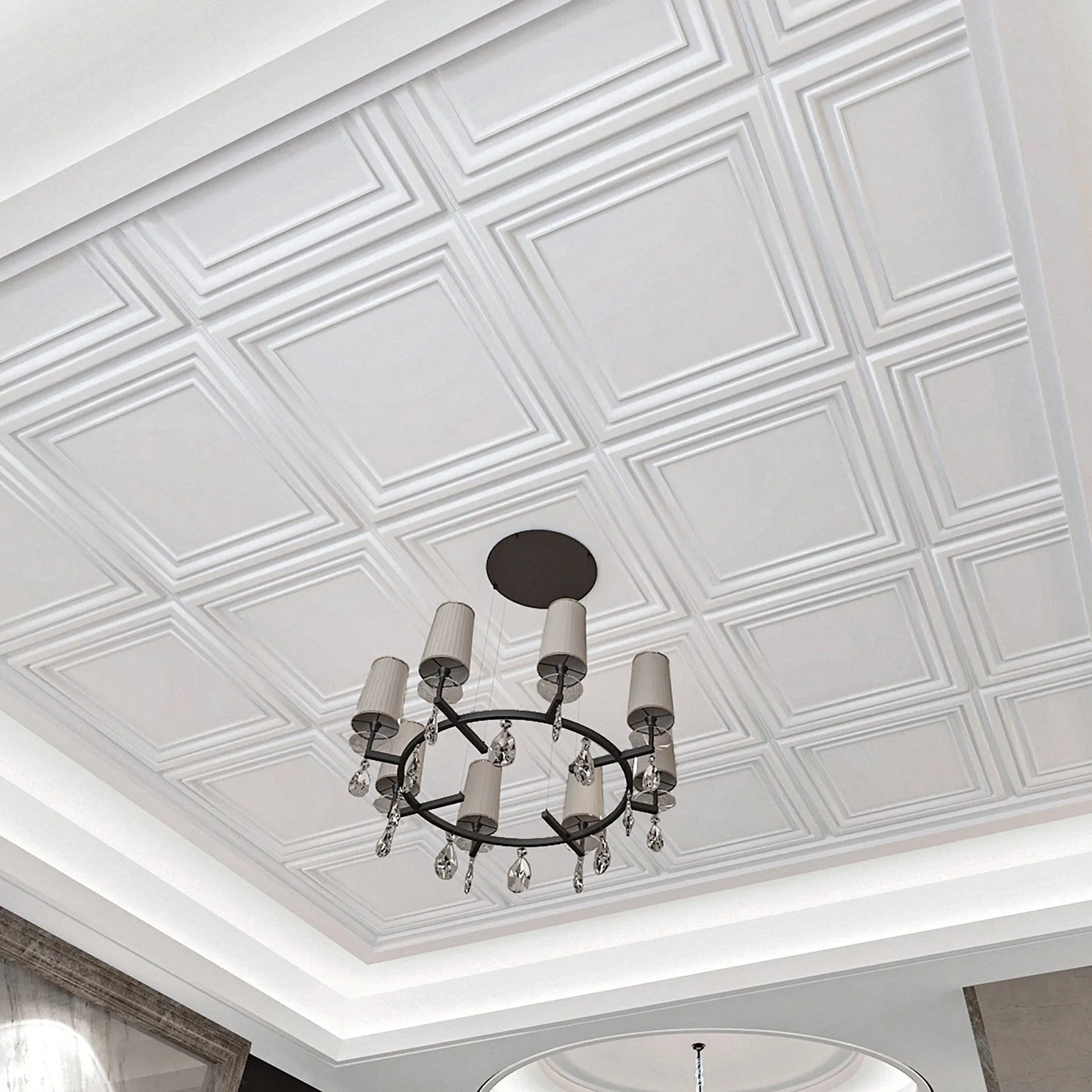 NEW Glue up or Drop In - Art3d PVC Ceiling Tiles, 2'x2' Plastic Sheet in White (12-Pack)! Retails $110/box , 4 boxes = $440