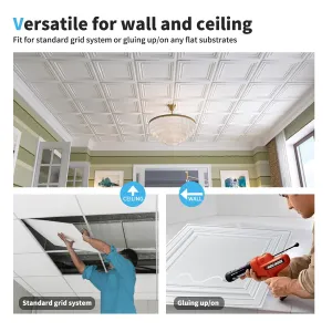 NEW Glue up or Drop In - Art3d PVC Ceiling Tiles, 2'x2' Plastic Sheet in White (12-Pack)! Retails $110/box , 4 boxes = $440