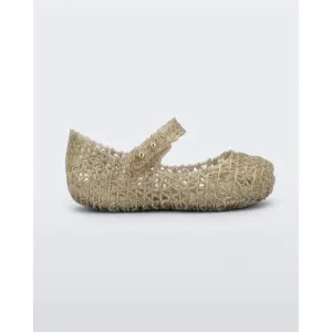 NEW MINI MELISSA girls' campana papel flats in gold glitter