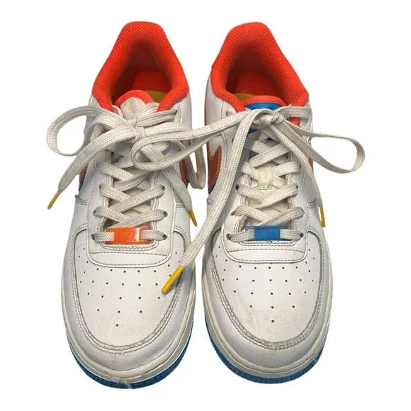 Nike Air Force 1 LV8 Offset 3D Swoosh White Sneakers Size Girls 6.5Y