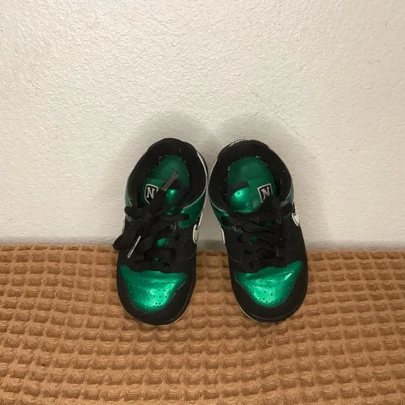 Nike‎ Dunk Low Black GREEN LANTERN Sz 6C Shoes 316610-911 Toddler Baby