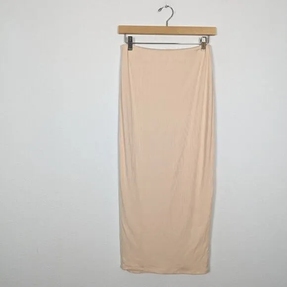 NWT AFRM Light Pink Rib Knit Stretch Essential Maxi Skirt