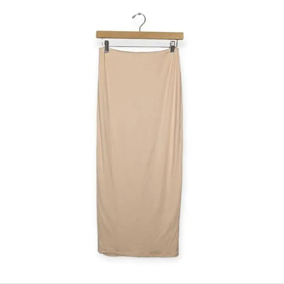 NWT AFRM Light Pink Rib Knit Stretch Essential Maxi Skirt