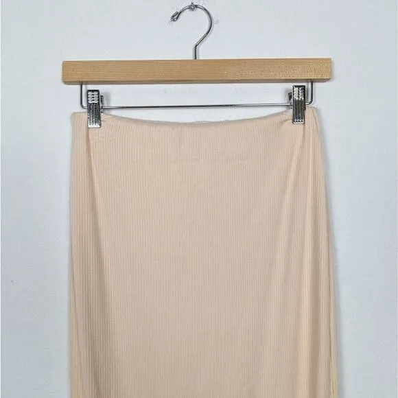 NWT AFRM Light Pink Rib Knit Stretch Essential Maxi Skirt