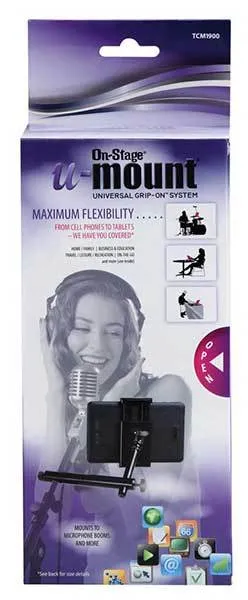 On Stage Grip-On Universal Device Holder with U-Mount Mounting Post