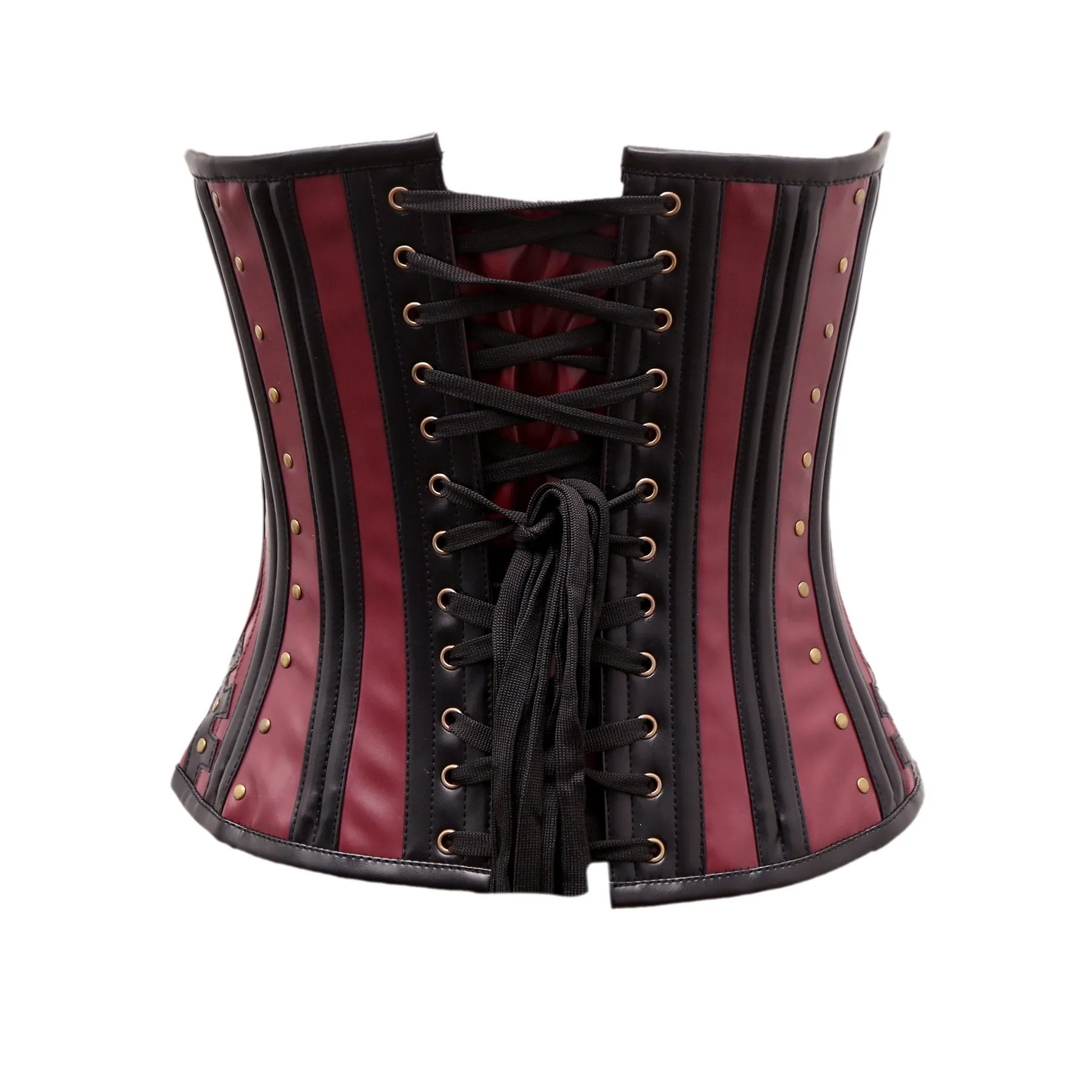 Peane Steampunk Overbust Corset In Cherry & Black