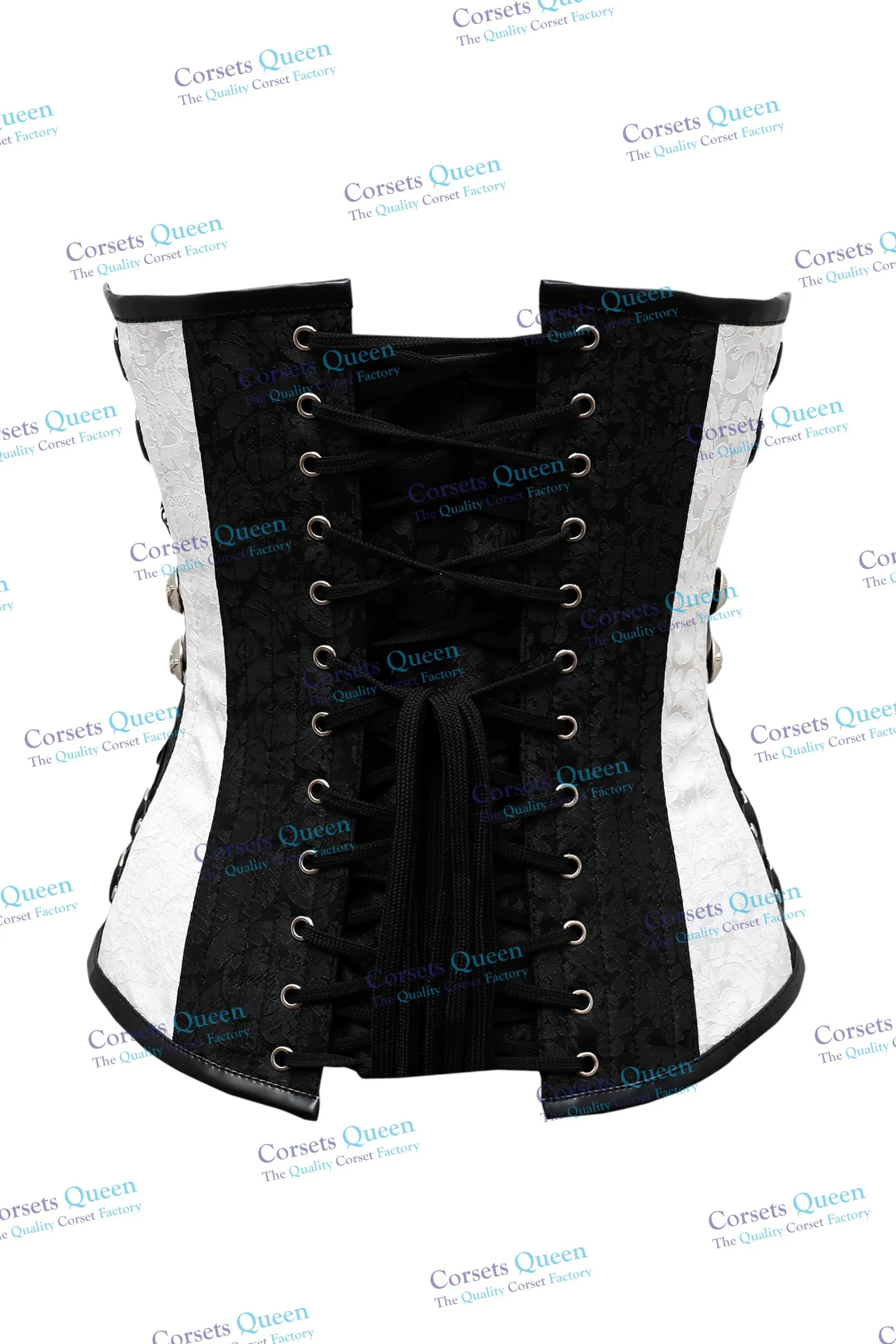 Phoden White & Black Longline Overbust Corset