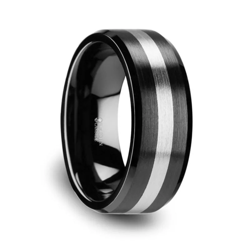 PHOENIX | Black Ceramic Ring Tungsten Inlay