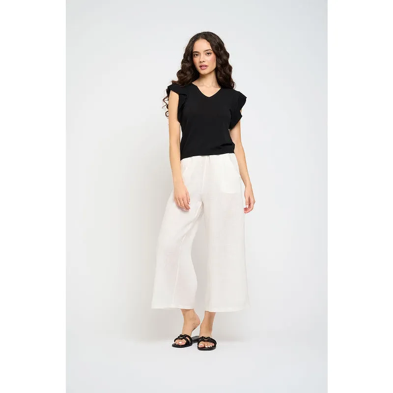 Pistache Ruffle Sleeve Summer Knit Sweater