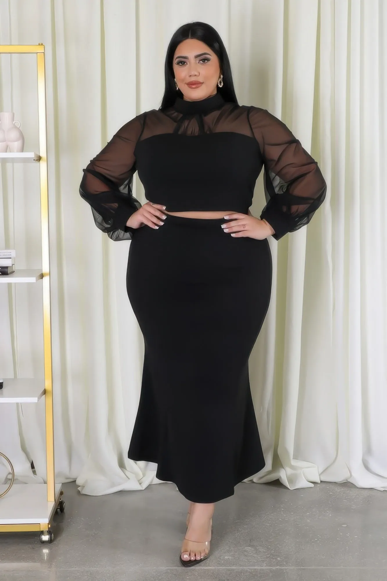 Plus Size Women's Stretch Skirt Set