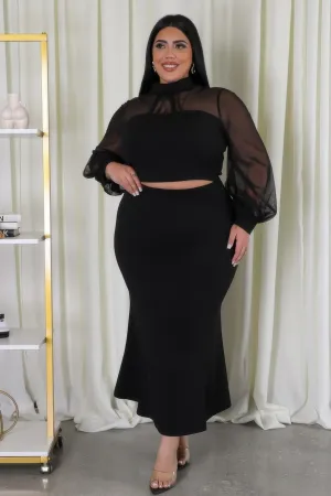 Plus Size Women's Stretch Skirt Set