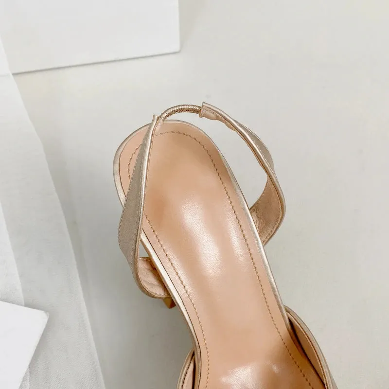Pointed Rhinestone Wine Glass Heel Sandals