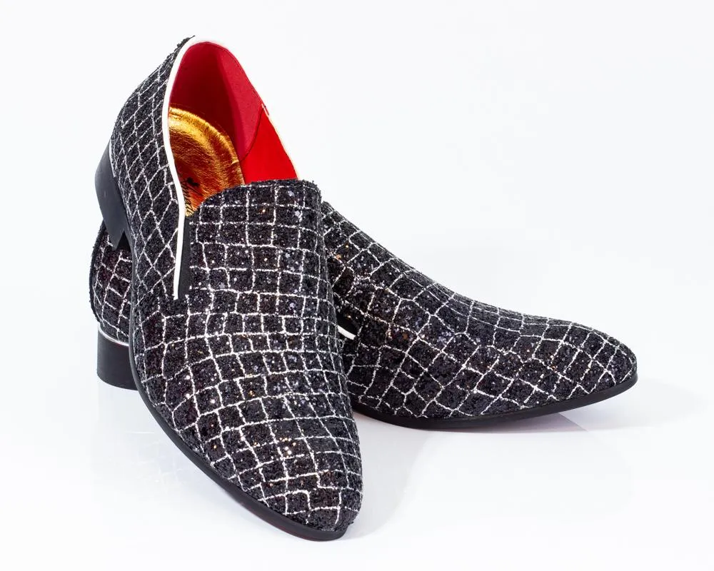 Premium Black And White Check Loafers for men designer slip on casual