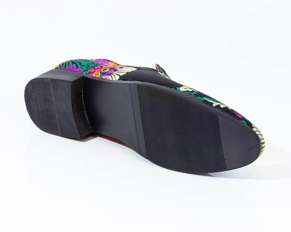 Premium Black Multicolor Floral Loafers for men designer slip on