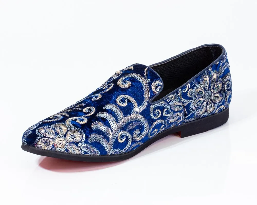 Premium Blue And Golden Loafers for men designer slip on casual /