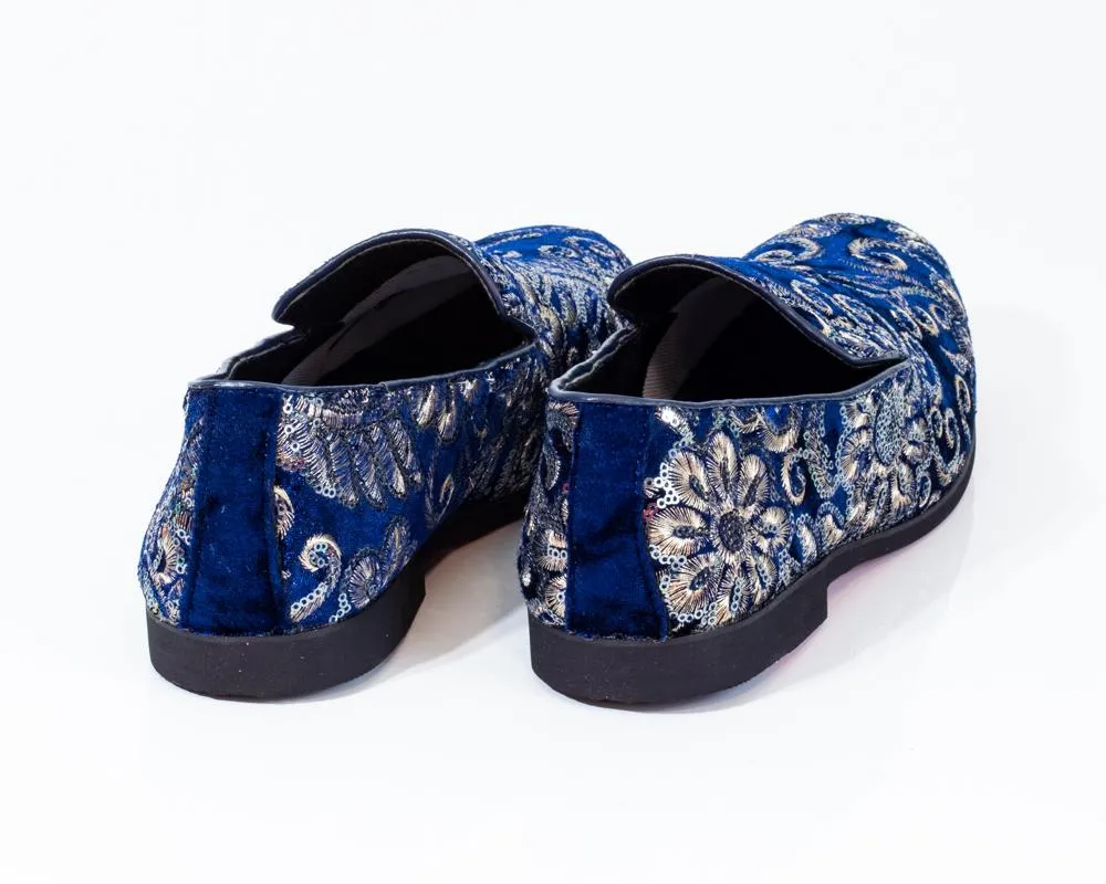 Premium Blue And Golden Loafers for men designer slip on casual /