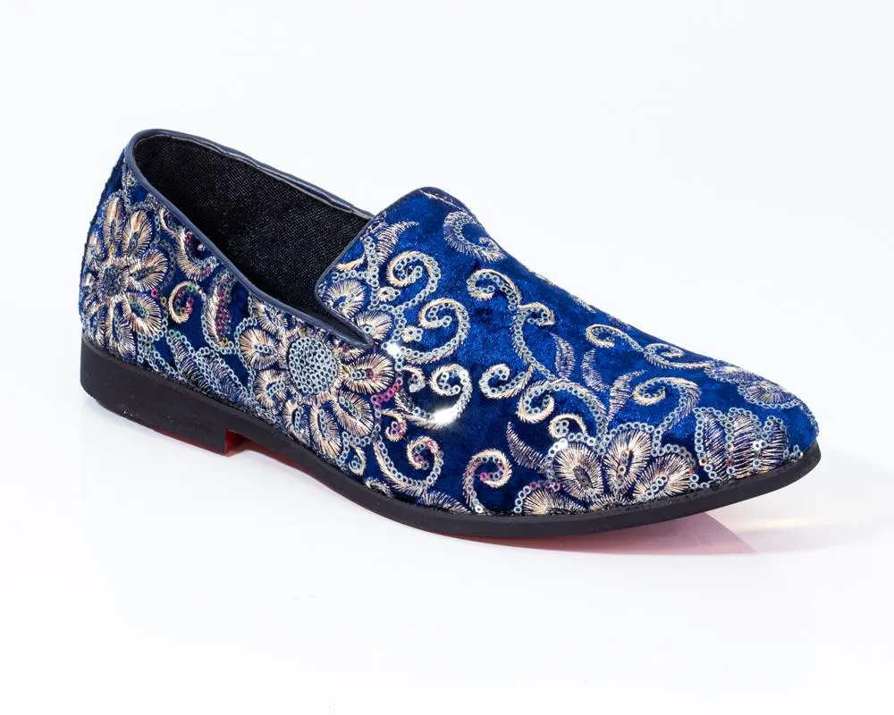 Premium Blue And Golden Loafers for men designer slip on casual /