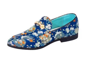 Premium Blue Golden Multicolor Loafers for men designer slip on casual