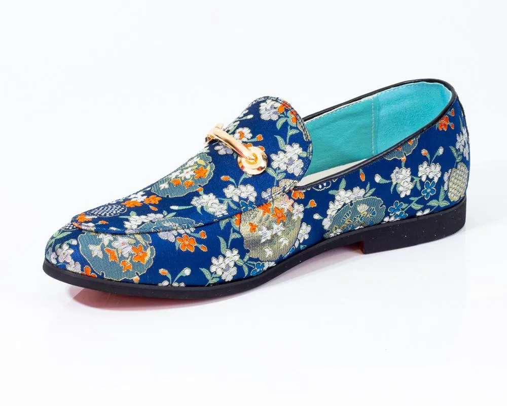 Premium Blue Golden Multicolor Loafers for men designer slip on casual