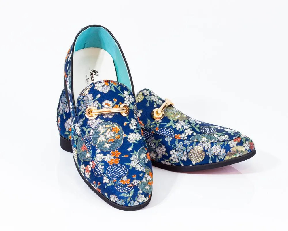 Premium Blue Golden Multicolor Loafers for men designer slip on casual