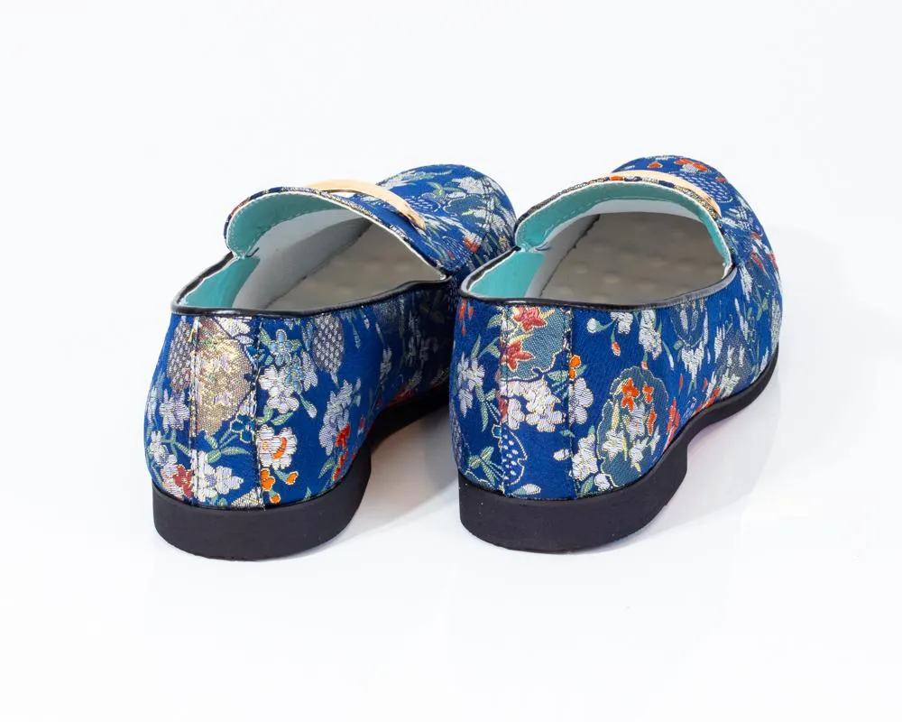 Premium Blue Golden Multicolor Loafers for men designer slip on casual
