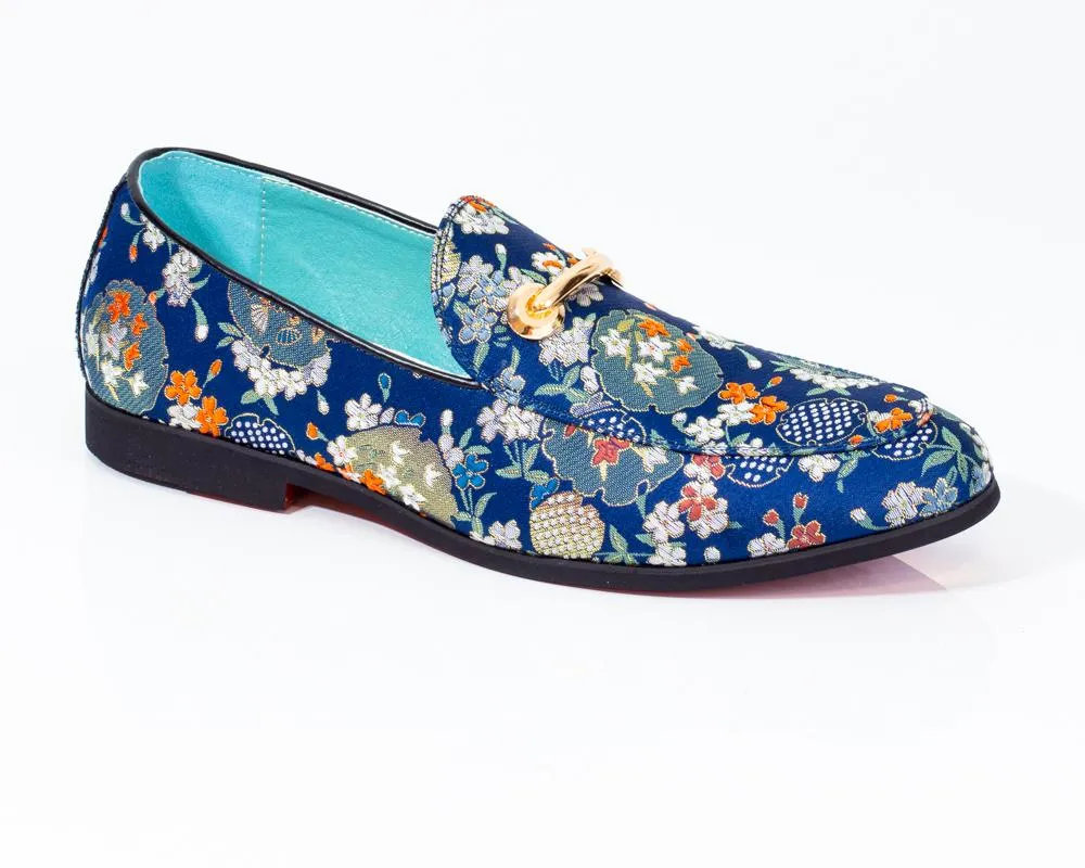 Premium Blue Golden Multicolor Loafers for men designer slip on casual